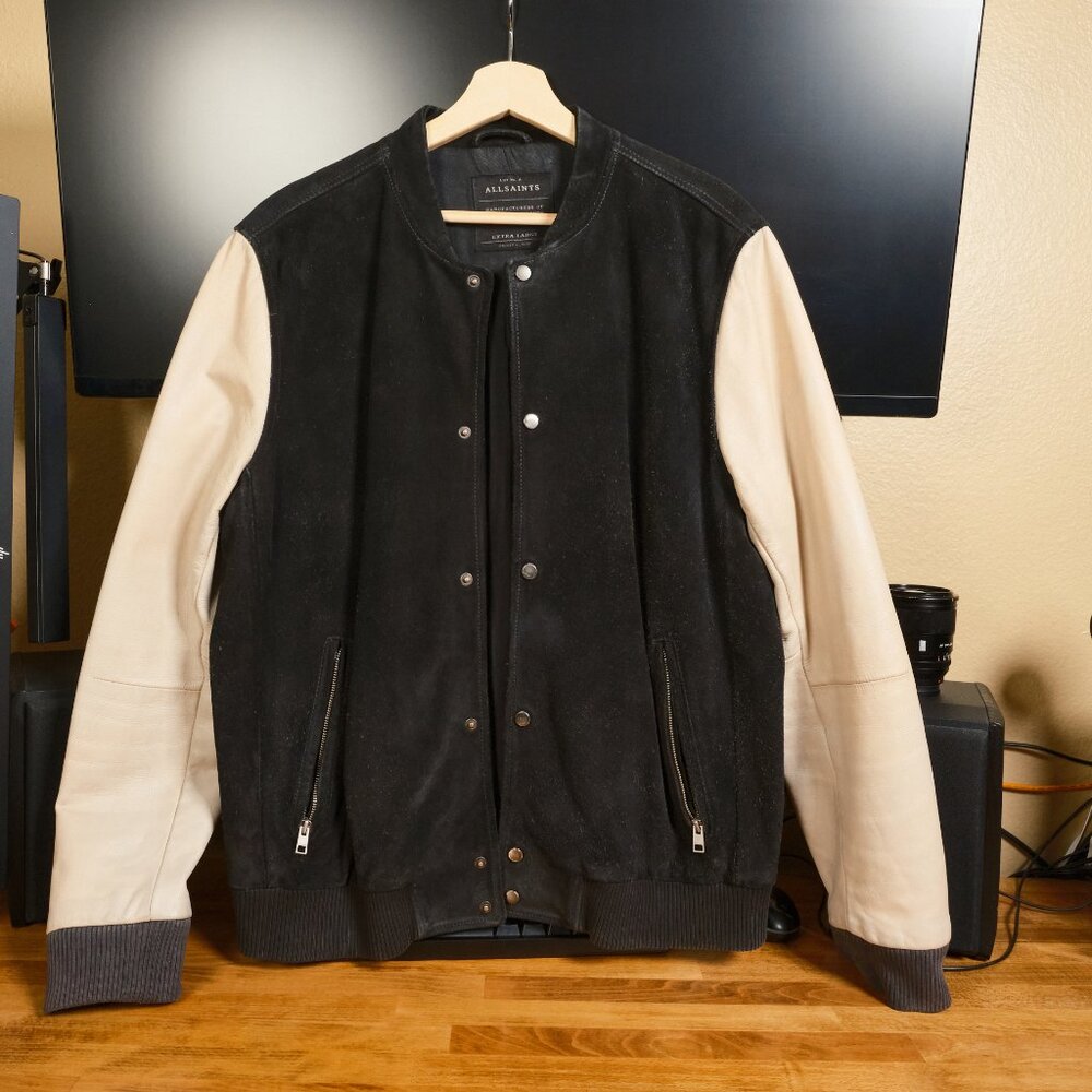 AllSaints Bleek Leather Bomber Jacket XL